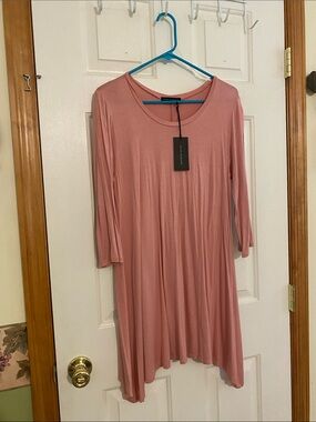 Active Collections Rose Pink Long Sleeve Swing Dress